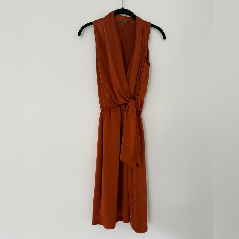 Elie Tahari Rust Orange faux wrap dress US size 2